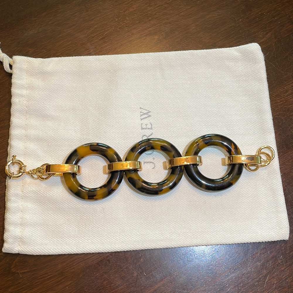 J. Crew tortoise & gold chain bracelet